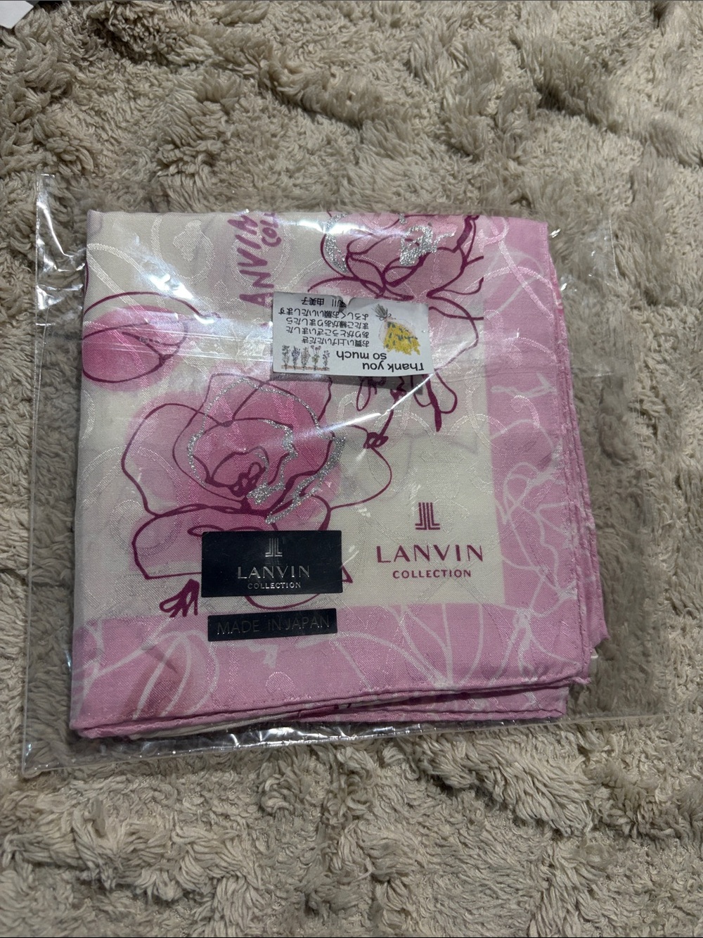 Lanvin Collection Pink Floral Silk Scarf